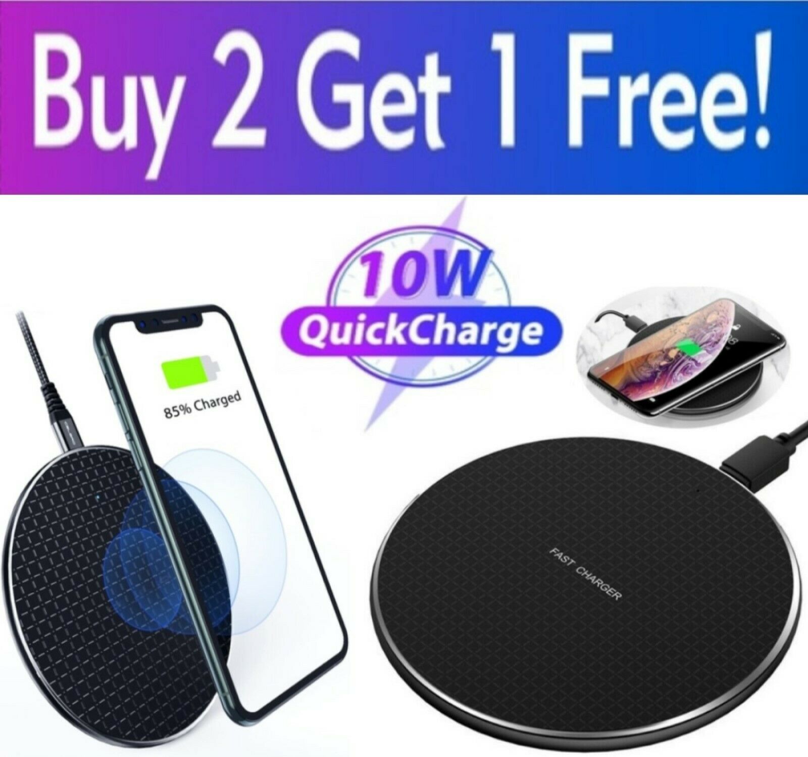 Qi Wireless Fast Charger Charging Pad Dock For Samsung Iphone Android Cell Phone